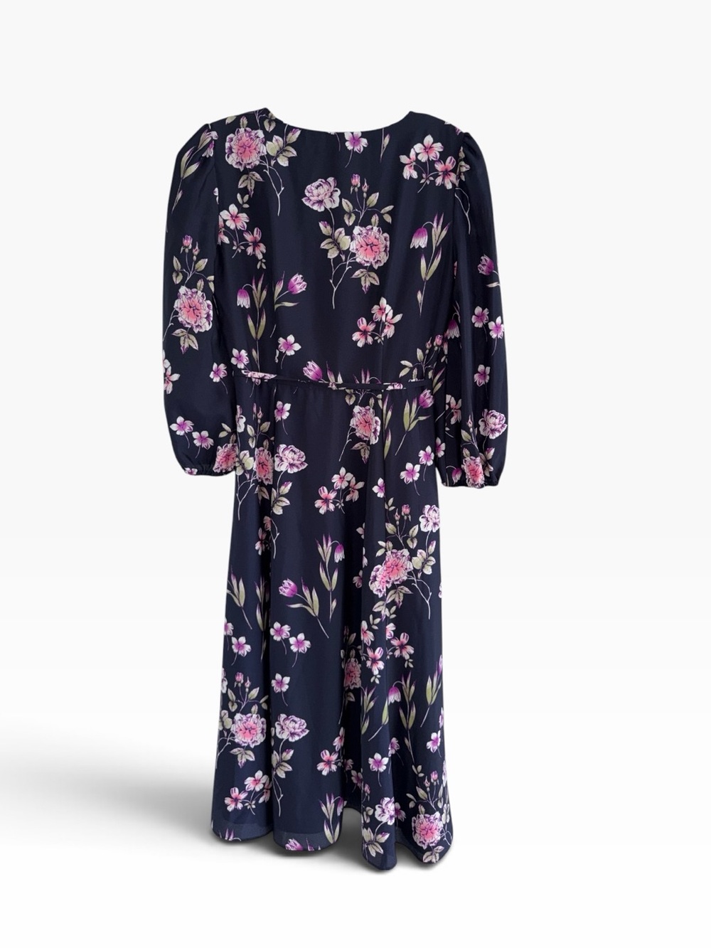 Eliza J Navy Floral Print Wrap Dress size 2 - Picture 7 of 12